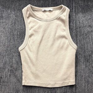 ZARA Light green Ribbed Tank Top